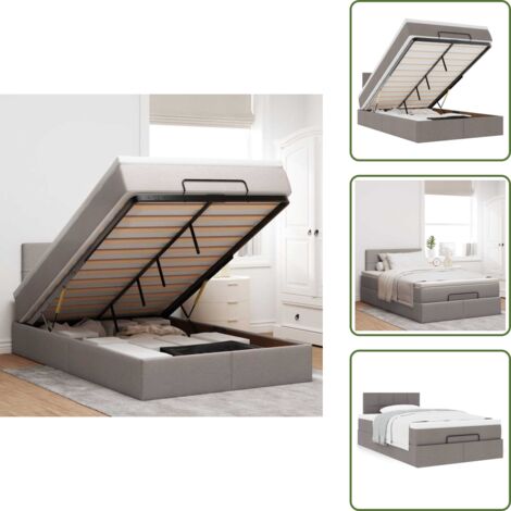 Letto con testiera - vidaXL Struttura Letto Pouf con Materasso Tortora 120x200cm in Tessuto - Materasso con molle insacchettate