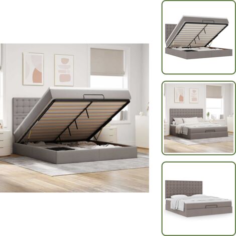 Letto con testiera - vidaXL Struttura Letto Pouf con Materasso Tortora 160x200cm in Tessuto - Materasso con supporto personalizzato