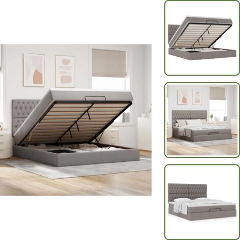 Letto con testiera - vidaXL Struttura Letto Pouf con Materasso Tortora 160x200cm in Tessuto - Materasso con supporto personalizzato