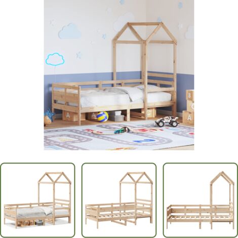 Letto con tetto -  Dormeuse con Tetto 80x200 cm in Legno Massello di Pino