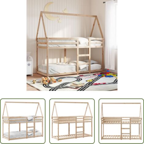 Letto con tetto -  Letto a Castello con Tetto 80x200 cm in Legno Massello di Pino