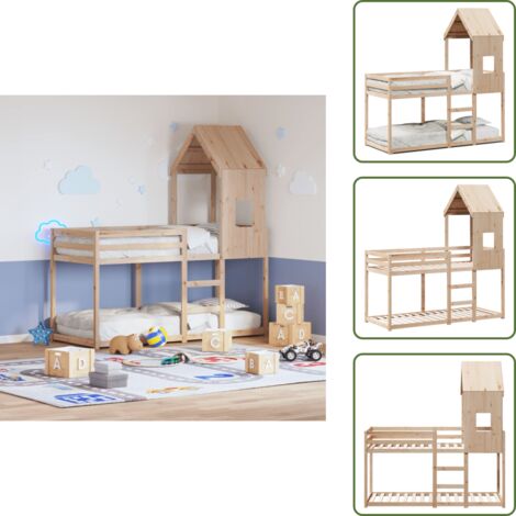 Letto con tetto - vidaXL Letto a Castello senza Materasso 90x200cm Massello Pino - Giroletto