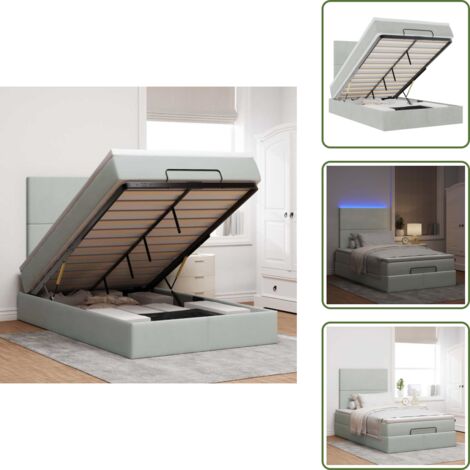 Letto con vano di stoccaggio - vidaXL Struttura Letto Pouf con Materassi 120x190 cm Velluto - Materasso con supporto personalizzato