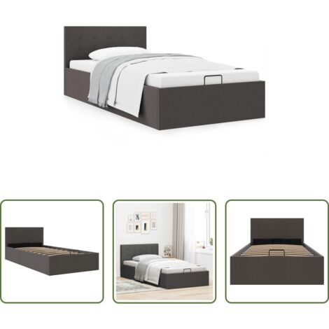Letto con vano -  Giroletto Idraulico Contenitore Grigio Scuro Tessuto 90x200cm