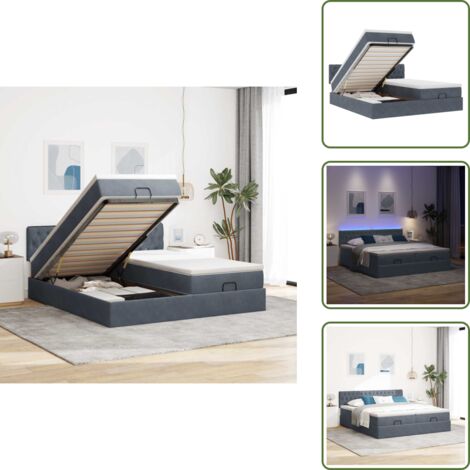 Letto con vano portaoggetti - vidaXL Struttura Letto Pouf con Materassi 160x200 cm in Velluto - Coprimaterasso sfoderabile
