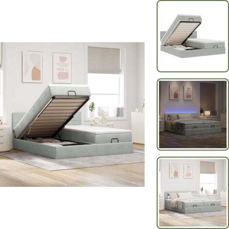 Letto con vano portaoggetti - vidaXL Struttura Letto Pouf con Materassi 160x200 cm in Velluto - Coprimaterasso sfoderabile