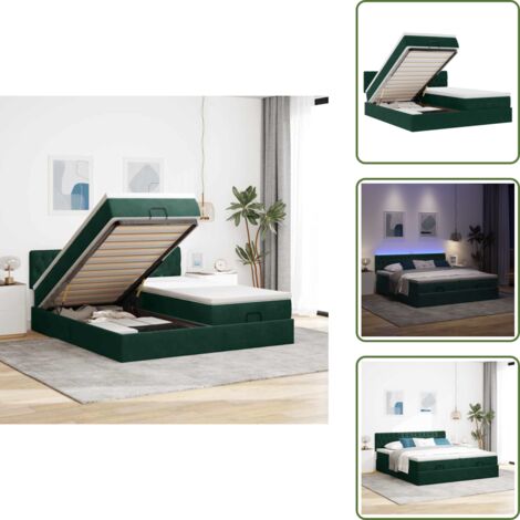 Letto con vano portaoggetti - vidaXL Struttura Letto Pouf con Materassi 160x200 cm Velluto - Coprimaterasso sfoderabile