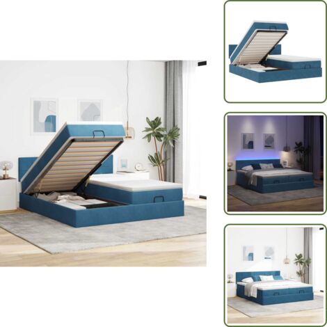 Letto con vano portaoggetti - vidaXL Struttura Letto Pouf con Materassi 180x200 cm Velluto - Coprimaterasso sfoderabile