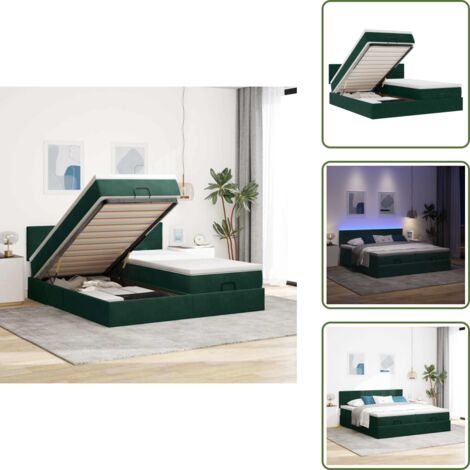 Letto con vano portaoggetti - vidaXL Struttura Letto Pouf con Materassi 180x200 cm Velluto - Letto con luci LED