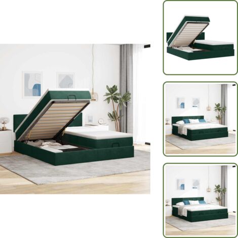 Letto con vano portaoggetti - vidaXL Struttura Letto Pouf con Materassi 200x200 cm Velluto - Coprimaterasso sfoderabile
