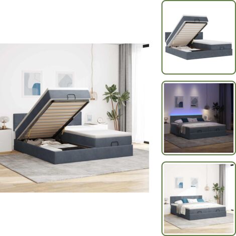 Letto con vano portaoggetti - vidaXL Struttura Letto Pouf con Materassi 200x200 cm Velluto - Coprimaterasso sfoderabile