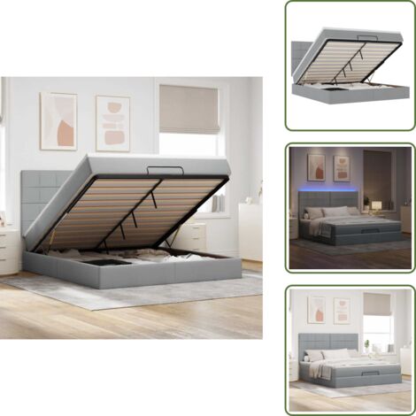 Letto con vano portaoggetti - vidaXL Struttura Letto Pouf con Materasso 180x200 cm in Tessuto - Coprimaterasso sfoderabile
