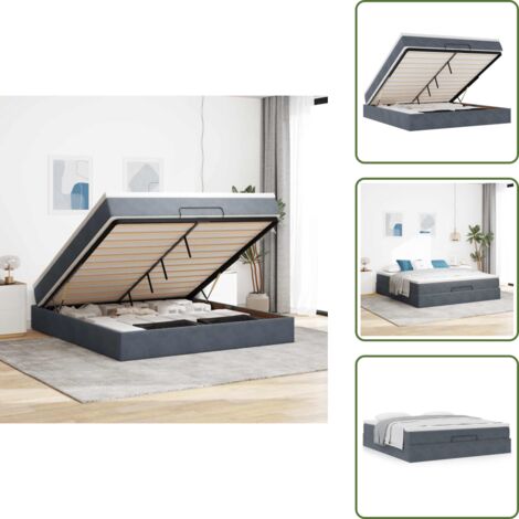 Letto con vano portaoggetti - vidaXL Struttura Letto Pouf con Materasso 180x200 cm in Velluto - Materasso morbido