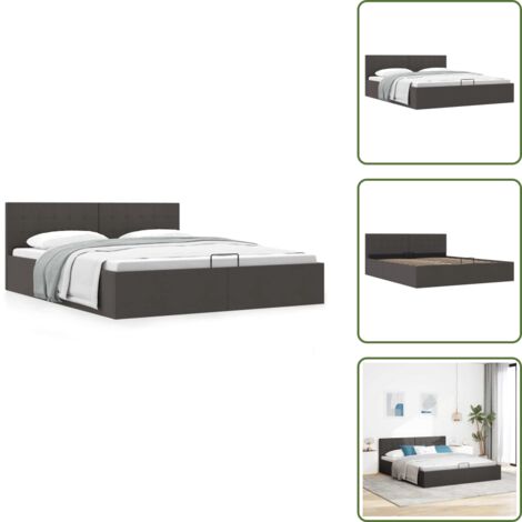 Letto con vano - vidaXL Giroletto con Contenitore Grigio Scuro in Tessuto 160x200 cm - Letto idraulico