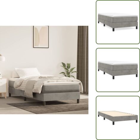 Letto con velluto - vidaXL Struttura Letto a Rete a Molle Grigio Chiaro 100x200 cm Velluto - Letto con gambe di supporto