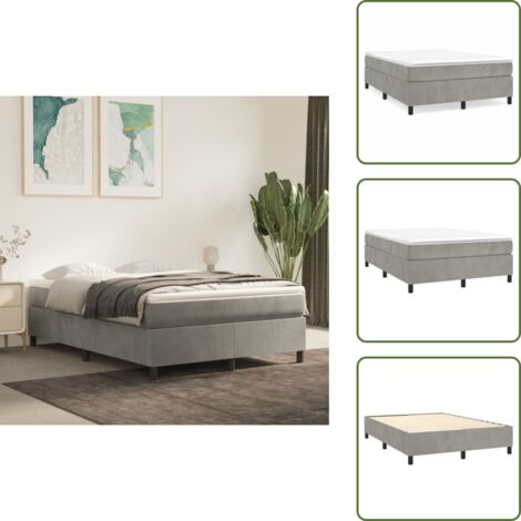 Letto con velluto - vidaXL Struttura Letto a Rete a Molle Grigio Chiaro 140x190 cm Velluto - Letto in compensato