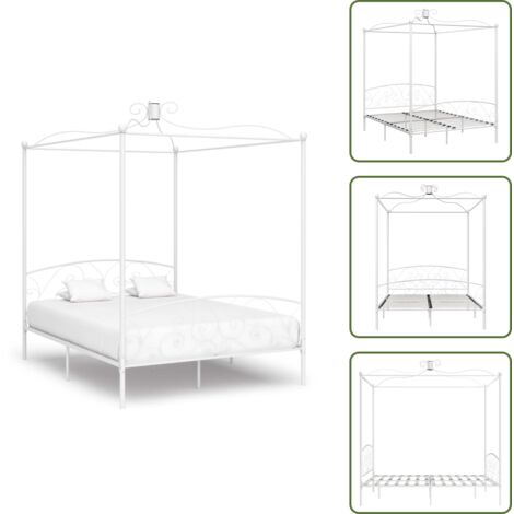 Letto con zanzariera - vidaXL Letto a Baldacchino Bianco in Metallo 180x200 cm - Letto elegante