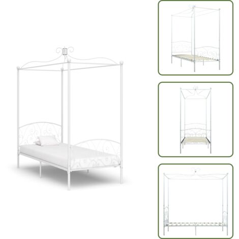 Letto con zanzariera - vidaXL Letto a Baldacchino Bianco in Metallo 90x200 cm - Letto elegante
