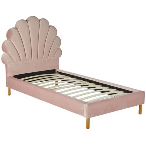 VENTE-UNIQUE Letto conchiglia 90 x 190 cm - Velluto - Rosa - MONICA