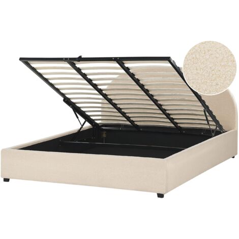 Letto contenitore bouclé beige 180 x 200 cm VAUCLUSE