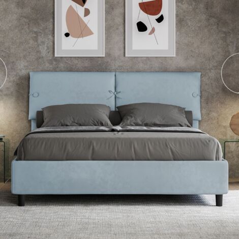 Letto contenitore da 160x190 in microfibra azzurro Sleeper