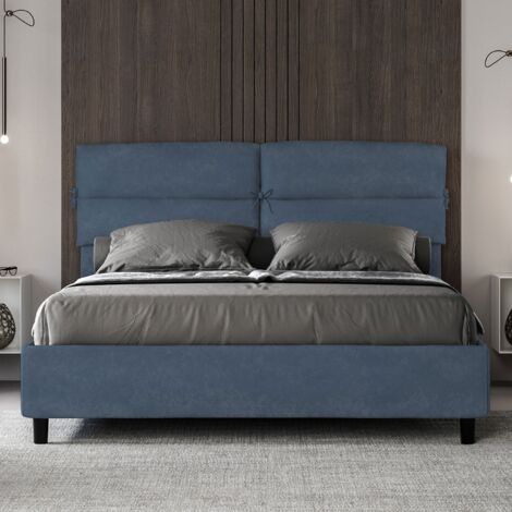 Letto contenitore da 160x190 in microfibra blu Nandy