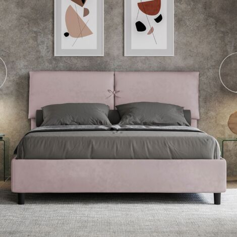 Letto contenitore da 160x190 in microfibra glicine Mados
