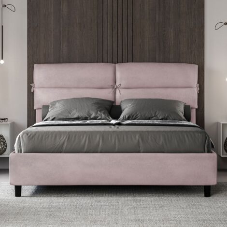 Letto contenitore da 160x190 in microfibra glicine Nandy