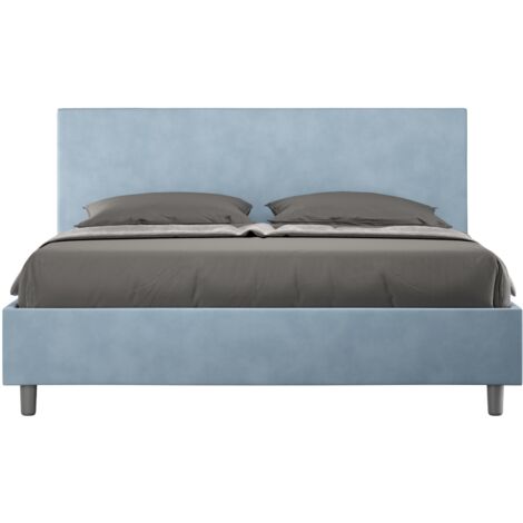 Letto contenitore da 160x200 in microfibra azzurro Adele