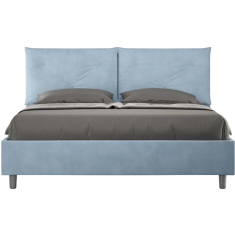 Letto contenitore da 160x200 in microfibra azzurro Appia