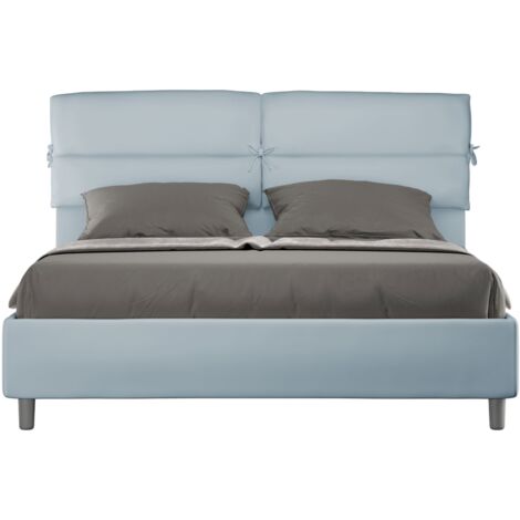 Letto contenitore da 160x200 in microfibra azzurro Nandy