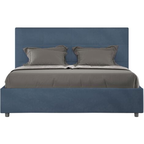 Letto contenitore da 160x200 in microfibra blu Mika