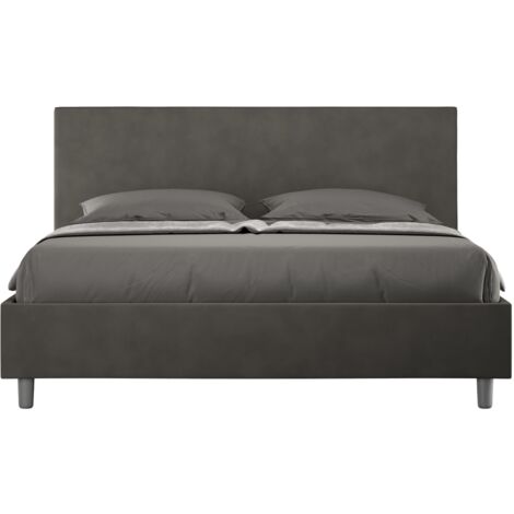 Letto contenitore da 160x200 in microfibra grigio Adele