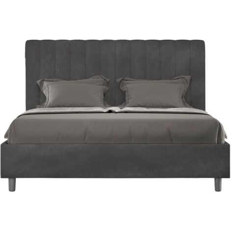 Letto contenitore da 160x200 in microfibra grigio Agueda
