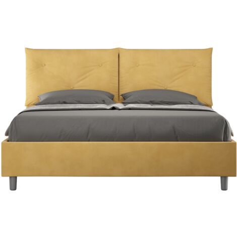 Letto contenitore da 160x200 in microfibra ocra Appia