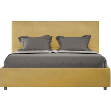 Letto contenitore da 160x200 in microfibra ocra Mika