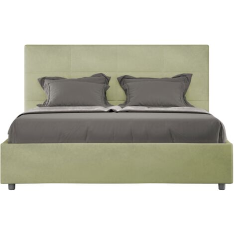 Letto contenitore da 160x200 in microfibra te' verde Mika