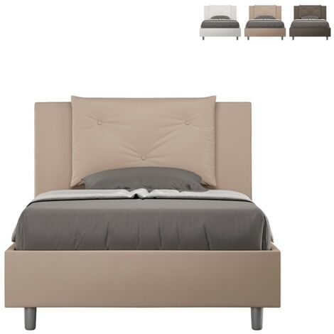 Letto contenitore francese 120x190 piazza e mezza imbottito Appia P - Beige