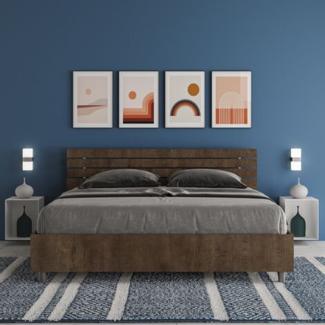 Letto contenitore matrimoniale 160x190cm legno noce Ankel Nod Noix