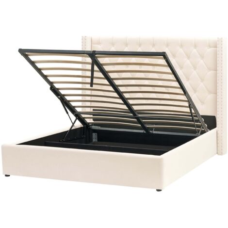 Letto contenitore velluto bianco sporco 160 x 200 cm Lubbon
