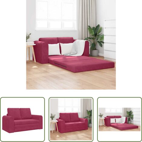 Letto convertibile -  Divano letto 60cm Rosso Vino Velluto