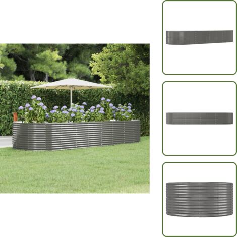 Letto da giardino in acciaio - vidaXL Letto Giardino Acciaio Zincato 367x140x68 cm Grigio - Fioriera da balcone