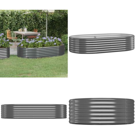 Letto da Giardino in Acciaio Zincato 175x100x36 cm Antracite - Letto in acciaio zincato - Fioriera da giardino
