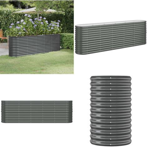 Letto da Giardino in Acciaio Zincato 224x40x68 cm Antracite - Letto in acciaio zincato - Fioriera da giardino