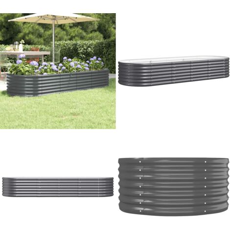 Letto da Giardino in Acciaio Zincato 224x80x36 cm Antracite - Letto in acciaio zincato - Fioriera da giardino
