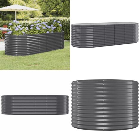 Letto da Giardino in Acciaio Zincato 249x100x68 cm Antracite - Letto rialzato - Fioriera