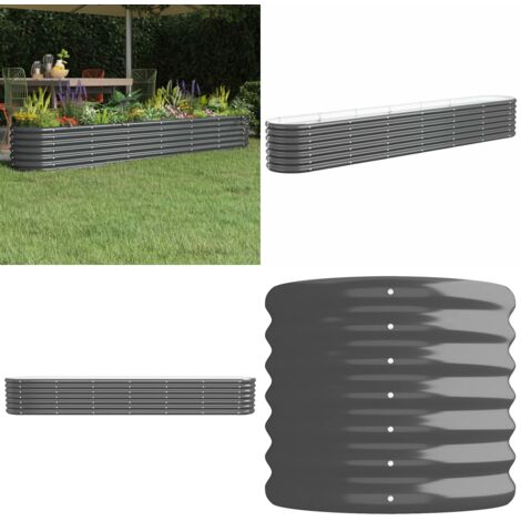 Letto da Giardino in Acciaio Zincato 260x40x36 cm Antracite - Letto in acciaio zincato - Fioriera da giardino