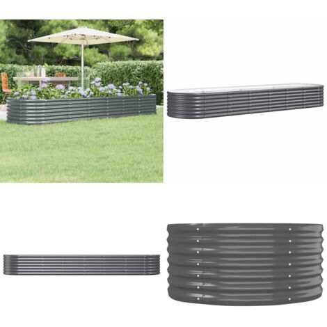 Letto da Giardino in Acciaio Zincato 296x80x36 cm Antracite - Letto da giardino in acciaio zincato - Fioriera da giardino