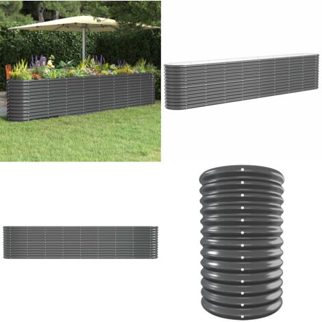 Letto da Giardino in Acciaio Zincato 332x40x68 cm Antracite - Letto in acciaio zincato - Fioriera da giardino