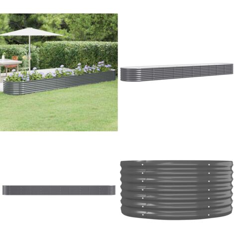 Letto da Giardino in Acciaio Zincato 440x80x36 cm Antracite - Letto in acciaio zincato - Fioriera da giardino